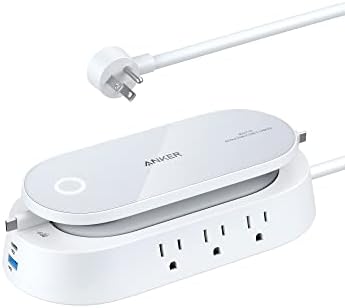 Anker 647 Charging Station (100W), 10-in-1 Power Strip with 6 AC, 1 USB-A, 1 USB-C, 2 Retractable USB C Cables (3ft), 5ft Extension Cord,Power Delivery for Conference Rooms, Desktop Accessory