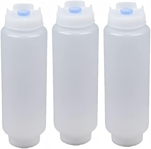 Squeeze Bottle Refillable 16 oz Blue Tip (Blue) 3 pack
