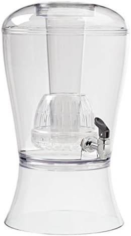 CreativeWare Beverage Dispenser with Ice Cylinder and Fruit Infuser, 3 Gallon, Clear