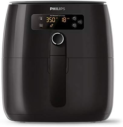 Philips Premium (1.8lb/2.75qt) Compact Digital Airfryer w/ Snack Cover Accessory (Splatterproof Lid), Black - HD9741/56 (Renewed)