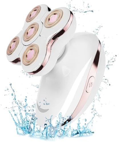 Electric Razors for Women: Rechargeable Shaver with Detachable Head - 5D Wet and Dry Lady Hair Remover for Legs and Hand (Gold)