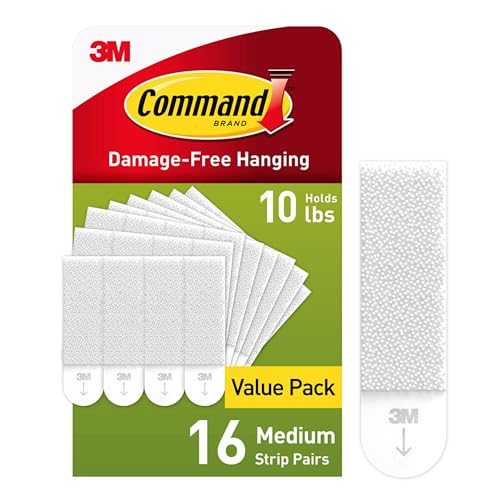 Command 10 lb Medium Picture Hanging Strips 16 Pairs (32 Command Strips), Damage Free Hanging Picture Hangers, No Tools Wall Hanging Strips for Christmas Decorations