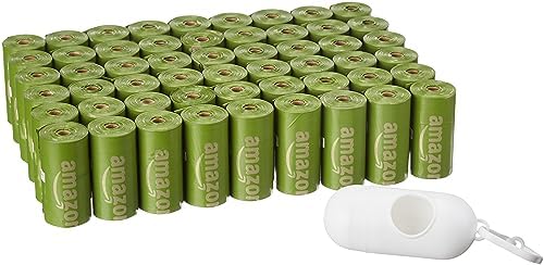 Amazon Basics Dog Poop Bags with Dispenser, 810 Count, Enhanced for Guaranteed Leakproof, Brazilian Mango Scented, Includes Leash Clip