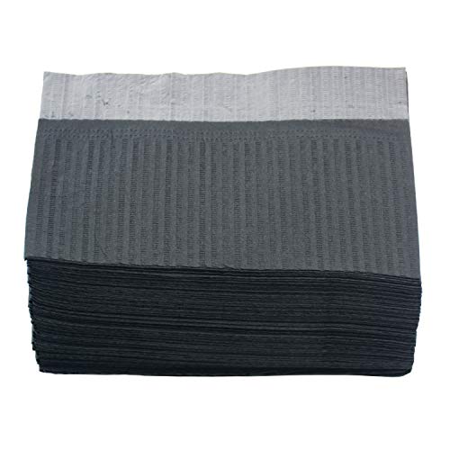125Pcs Disposable Nail Art Tattoo Paper Towels Table Mat, 3-Ply Waterproof Tattoo Bibs Sheets Nail Desk Mat, Tattooing Tablecloth Pads Tray Covers, Nail Napkins for Nail Salon Supplies (Black)