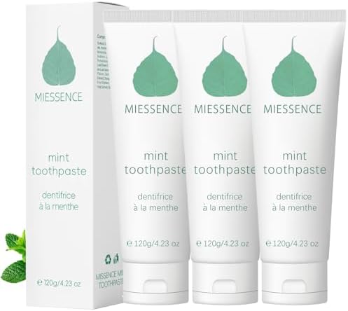 Set 3-Pack Miessence Toothpaste,Miessence Mint Toothpaste for Sensitive Teeth - Whitening, All-Natural, Fluoride-Free, 120g (4.23 oz) (3)