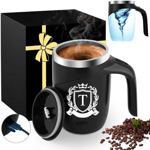MNZZ Magnetic Stirring Coffee Mug Stainless Travel Cup Men Christmas Luxury Gift Ideas Hiking Camping Outdoor Army Outdoorsy Traveler Outdoorsman Fishermen Rv Regalos de Navidad para Hombre Papa,T