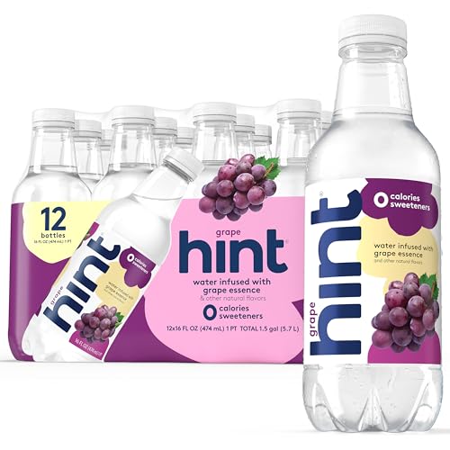 Hint Grape Water, Infused with Grape Flavor, Zero Calories & Sweeteners, 16 Fl Oz (Pack of 12)