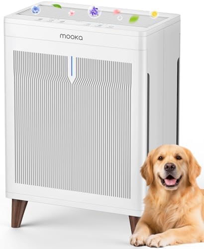 Air Purifiers for Home Extra Large Room Up to 2800 Ft²,MOOKA Double-Sided HEPA Air Purifier with Washable Filters,PM2.5 Air Quality Sensor,20dB Air Cleaner for Bedroom Pet Hair Odors Pollen