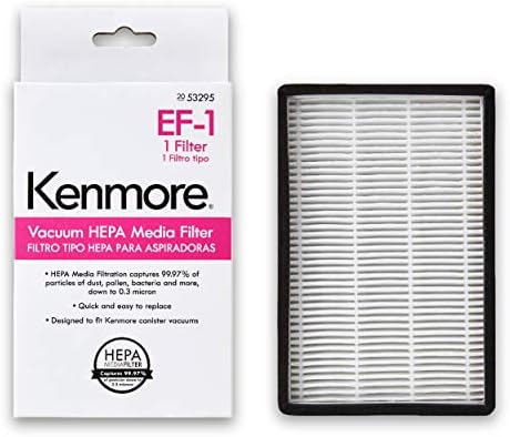Kenmore 53295 EF-1 HEPA Media Vacuum Cleaner Exhaust Air Filter for Upright and Canister Vacuums,White