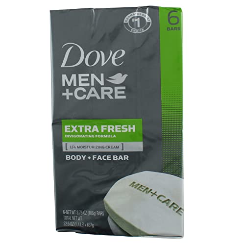 Dove Men+Care Extra Fresh Body + Face Bars, Invigorating Scent, 3.75 oz, 6 Ct (6 pack) (Bundle)