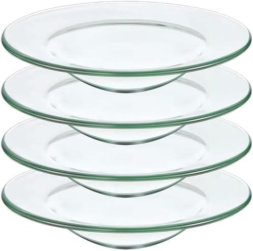 4 Pieces Replacement Glass for Wax Warmer Wax Melt Dish Fits Most Wax Warmers Durable Glass Dish for Wax Melter