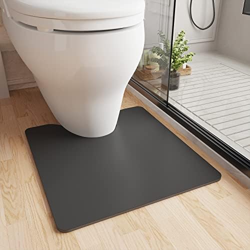 COCOER Bath Mat-Absorbent Stain Resistant Rug-Dark Grey, 20x24 U-Shape, Non Slip Quick Dry Bathroom Bath Rug