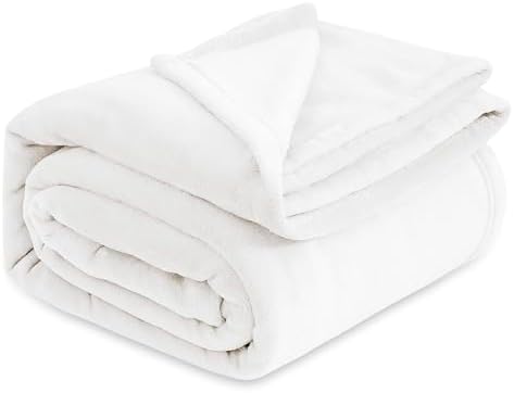 Bedsure Fleece Bed Blankets Full Size White - Soft Lightweight Plush Fuzzy Cozy Luxury Blanket Microfiber, 84x90 inches