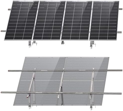 ECO-WORTHY Upgraded Solar Ground Mount Adjustable Multi-Pieces Solar Panel Mounting Brackets Kit System for 4pcs 200W/3pcs 300W/2pcs 400W Solar Panels for Ground,Open Space, Cabins and Backyard Sheds