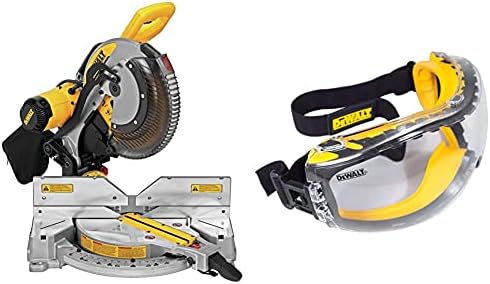 DEWALT Miter Saw, 12-Inch, Double Bevel, Compound, XPS Cutline, 15-Amp with w/Safety Goggle (DWS716XPS & DPG82-11C)