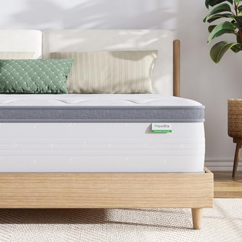Novilla King Mattress 14 Inch, Hybrid Mattress in a Box with Individual Pocket Spring for Motion Isolation, Supportive & Pressure Relief, CertiPUR-US