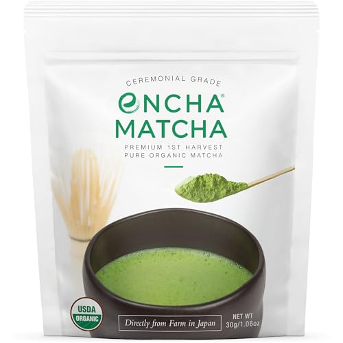 Encha Ceremonial Grade Matcha Powder, Organic First Harvest Japanese Matcha Green Tea Powder, Matcha Tea From Uji, Japan (30g/1.06oz)