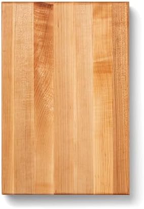 John Boos RA-Board Series Rectangular Wooden Maple Cutting Board 18”x12” – 2.25” Thick, 13-lb Reversible Butcher Block with Edge-Grain & Finger Grips – Made in the USA