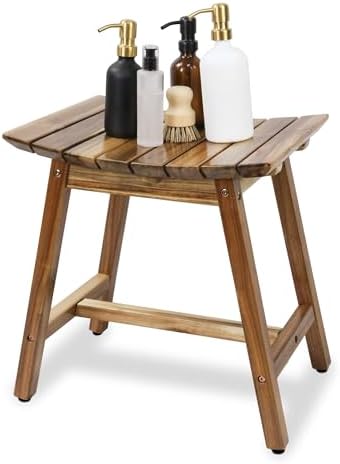 Acacia Shower Stool Bench Chair for Inside Shower to sit on, 18 Inches Shaving Legs Bench, Spa, Bath Seat, Waterproof Inside Shower Bench for Adults Seniors Elderly (18 in Original)