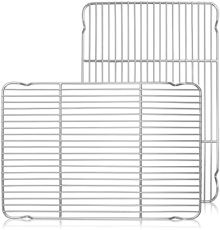 Herogo Cooling Rack Set of 2, Stainless Steel Large Baking Oven Rack, 16.5" x 11.5" Fit Half Sheet Pan, for Cooling Grilling Roasting Bacon Cake Cookies, Rust Resistance