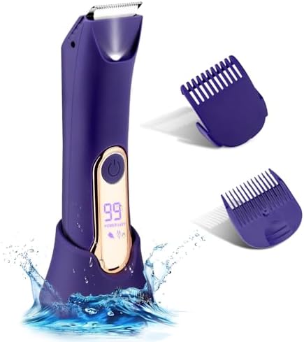 Bikini Trimmer for Women,Wet/Dry Personal Pubic Hair Trimmer Womens Electric Razors Shaver for Underarm Leg Arm Body Hair Private Area,LED Light Ceramic Blade IPX7 Waterproof Rechargeable LCD Display