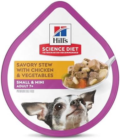Hill's Science Diet Adult 7+ Small Paws Savory Stew Chicken & Vegetables Canned Dog Food, 3.5 oz., Case of 12