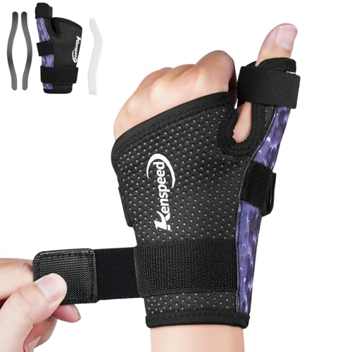 Wrist & Thumb Brace Carpal Tunnel Wrist Brace Night Support Thumb Stabilizer, Spica Thumb Splint Right Hand & Left Hand for Dequervain's Tenosynovitis, Tendonitis, Arthritis (Purple-Left, L)