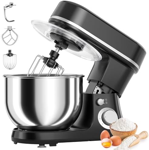 800W Stand Mixer with 5.3QT Bowl, 6-Speed with Pulse Electric Kitchen Mixer, Food Mixer with Dough Hook, Whisk, Beater Tilt-Head & Non-Slip Base for Cookie, Cake, Bread & Baking-Black