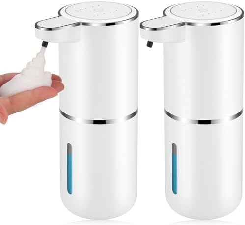 2 Pack Automatic Soap Dispensers,13.4oz/380ml USB Touchless Automatic Foaming Soap Dispenser,Rechargeabled Wall Mounted Smart Soap Dispenser for Bathroom Kitchen Dish Soap