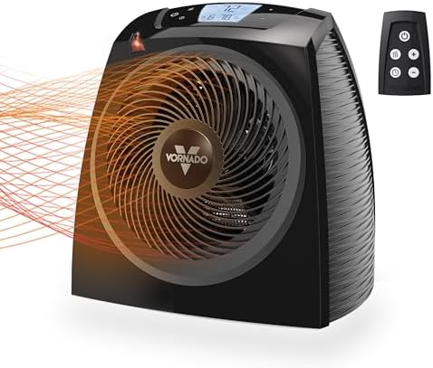 Vornado TAVH10 Space Heater with Remote for Home, Fan Only Option, Digital Display with Adjustable Thermostat, Advanced Safety Features, Timer, Auto Climate Control