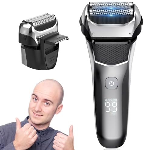 Electric Razor,Electric Shavers for Men,IPX6 Foil Shaver Mens Electronic Razors for Shaving Face Fast Rechargeable Mens shavers Wet Dry Shaving Machine for Face Beard Trimmers(Silver)