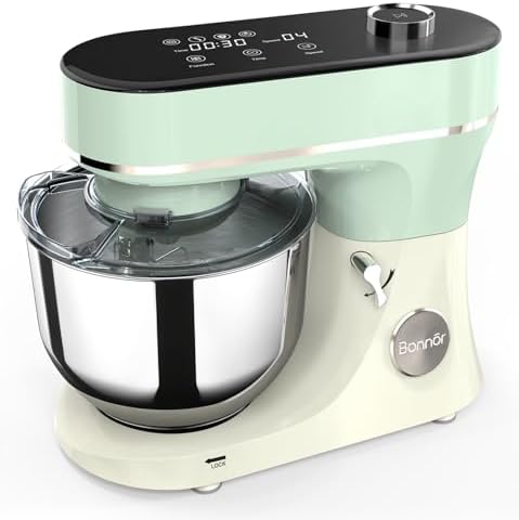 Stand Mixer 6QT Kitchen Mixer with LED Smart Touchscreen, 11-Speed Tilt-Head Mixer with Timer, 4 Preset Menus, Stainless Steel Bowl, Dough Hook, Whisk, Beater