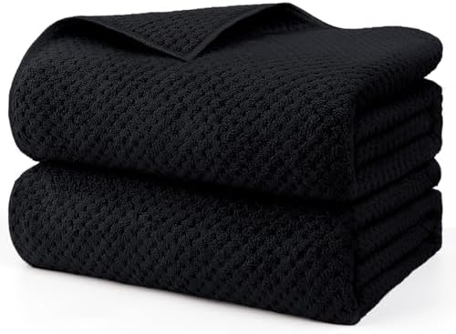 HOMEXCEL Bath Sheets Towels Set Pack of 2 (35 x 70 Inches), Ultra Soft Bath Towels for Bathroom, Lightweight and Quick Drying Towel for Body, Yoga, SPA, Fitness, Black