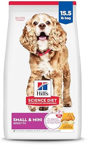 Hill's Science Diet Adult 11+ Small & Mini Chicken Meal, Brown Rice & Barley Recipe Dry Dog Food, 15.5 lbs.