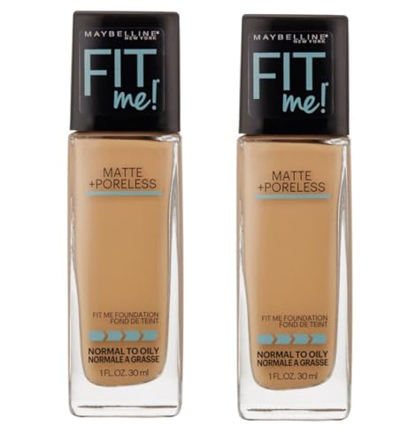 Pack of 2 Maybelline New York Fit Me Matte + Poreless Normal to Oily Foundation, Natural Tan 320