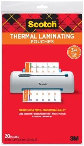 Scotch Thermal Laminating Pouches, 8.9 x 14.4-Inches, Legal Size, 20-Pack (TP3855-20)
