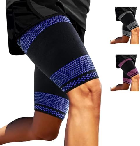 ABYON Thigh Compression Support Sleeves (1 Pair), Thigh Brace Breathable Elastic for Hamstring Quadricep Pain Relief, Anti-Slip Upper Leg Sleeves for Men and Women