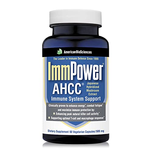 American BioSciences ImmPower, AHCC Mushroom Extract Immune System Support - Immune Support Supplement for Adults - Supports Cytokine Function - 60 Vegetarian Capsules, 500mg/capsule