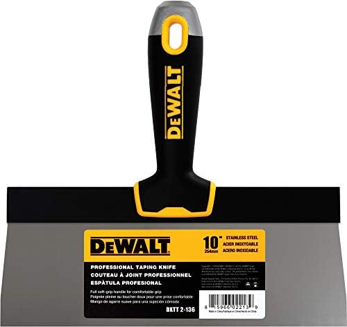 DEWALT 10" Taping Knife | Stainless Steel w/Soft Grip Handle | DXTT-2-136