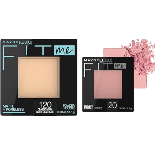 Maybelline Fit Me Matte + Poreless Pressed Face Powder Makeup & Setting Powder, Classic Ivory, 1 Count & Fit Me Powder Blush, Lightweight, Smooth, Blendable