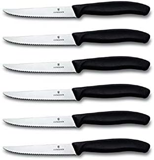 Victorinox Swiss Classic 6-Piece Steak Set (4½" Spear Point Serrated) Black, 4.25 x 0.5 x 0.5 inches, Multicolor
