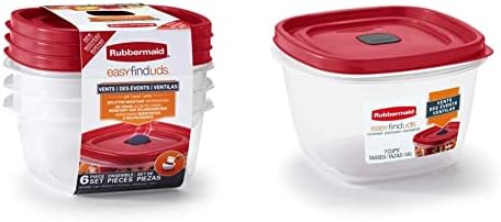 Rubbermaid Easy Find Lids Food Storage Containers and Organization (3-Pack, 7-Cup), Racer Red