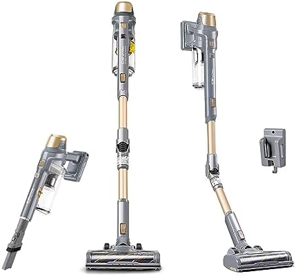 Kenmore DS4095 Brushless Cordless Stick Vacuum with EasyReach Wand, Lightweight Cleaner 2-Speed Power Control, LED Headlight, Converts to Handheld for Hardwood Floors, Carpet & Pet Hair,Gold