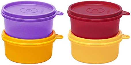 Tupperware Plastic Spill proof Tropical Bowls (Multicolour, 210ml, 4 Pieces)