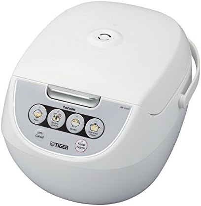 TIGER JBV-A10U 5.5-Cup (Uncooked) Micom Rice Cooker and Warmer with Tacook Food Steamer Cooking Tray Technology, White