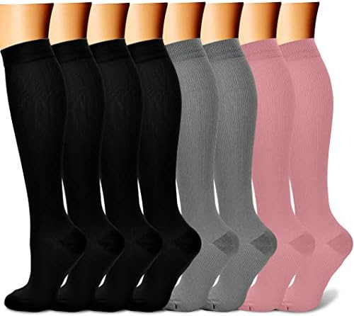 CHARMKING Compression Socks for Women & Men Circulation (8 Pairs) 15-20 mmHg is Best Support for Athletic Running,Hiking