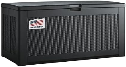 Rubbermaid Extra Large Resin Outdoor Storage Deck Box (134 Gal), Weather Resistant, Black, Deck Organization for Home/Backyard/Pool Chemicals/Toys/Garden Tools/Porch/Patio Cushions