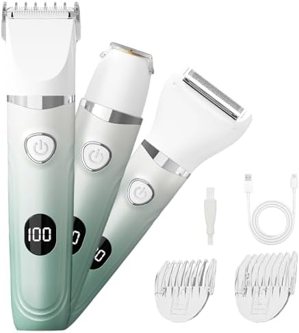RUIM Bikini Trimmer for Women, 3-in-1 Electric Razors for Women, Waterproof Rechargeable Pubic Hair Trimmer with LED Display
