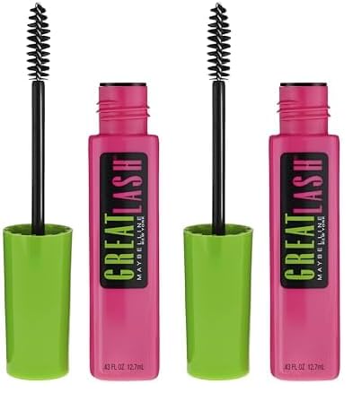 Maybelline Great Lash Washable Mascara, Very Black, 1 Tube (Pack of 2)