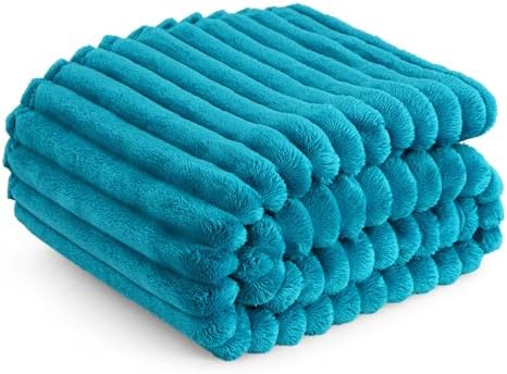 Bedsure Teal Fleece Blanket for Couch - GentleSoft Cozy Soft Blankets for Women, Cute Small Throws for Girls, 50x60 Inches